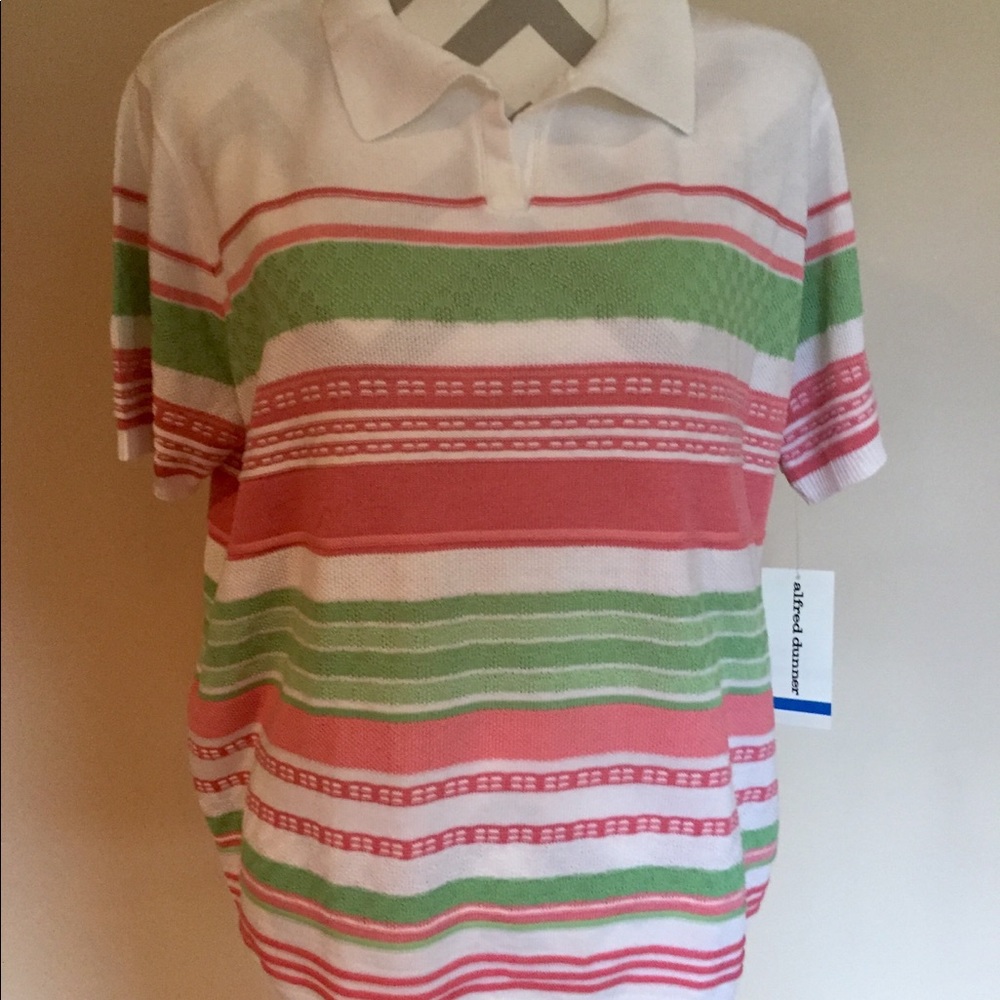 LADIES ALFRED DUNNER KNIT STRIPE TOP-BRAND NEW -XL